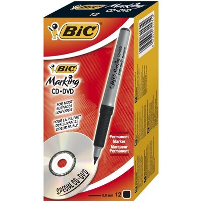 BIC Marker Marking CD/DVD, czarny, 12 sztuk BIC Marker Marking CD/DVD, czarny, 12 sztuk