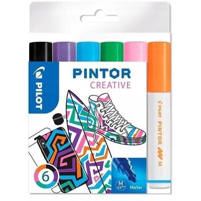 Marker Permanentny Pintor Fun 6 Kolorów Pilot Marker Permanentny Pintor Fun 6 Kolorów Pilot