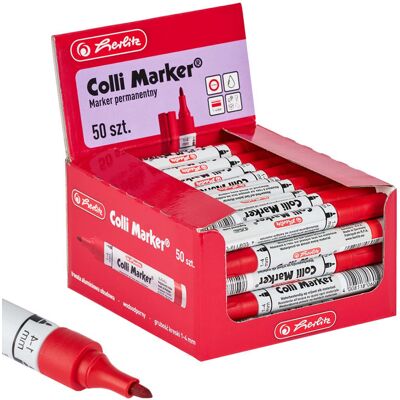 Marker permanentny wodoodporny czerwony Colli-Marker 50 sztuk HERLITZ Marker permanentny wodoodporny czerwony Colli-Marker 50 sztuk HERLITZ
