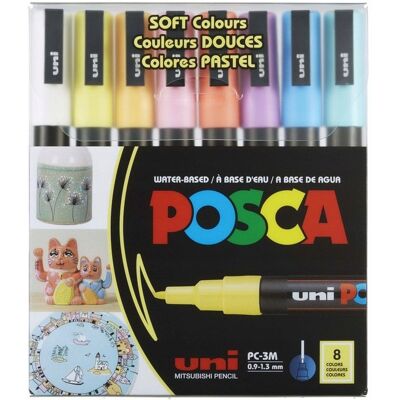 Marker Posca Zestaw Markerów POSCA PC-3M 8 szt PASTELE w etui Marker Posca Zestaw Markerów POSCA PC-3M 8 szt PASTELE w etui