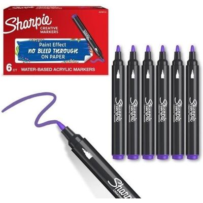 Sharpie Markery Akrylowe Fioletowe (6szt) Sharpie Markery Akrylowe Fioletowe (6szt)