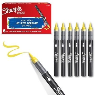 Sharpie Markery akrylowe żółte (6szt) Sharpie Markery akrylowe żółte (6szt)
