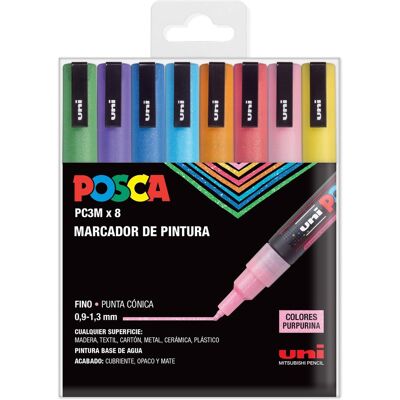 uni Markery Brokatowe 8 sztuk Flamastry Pisaki Konturowe 0,9-1,3 mm uni Markery Brokatowe 8 sztuk Flamastry Pisaki Konturowe 0,9-1,3 mm