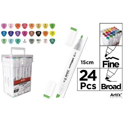 Inny producent Markery dwustronne alkoholowe ARTIX 24 SZT. Inny producent Markery dwustronne alkoholowe ARTIX 24 SZT.
