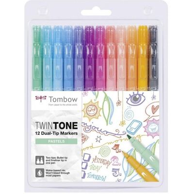 Inny producent Markery dwustronne TwinTone pastelowe 12 kolorów Inny producent Markery dwustronne TwinTone pastelowe 12 kolorów