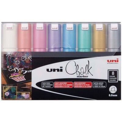 POSCA Markery Metaliczne Kredowe Pwe-8K 8 Kolorów POSCA Markery Metaliczne Kredowe Pwe-8K 8 Kolorów