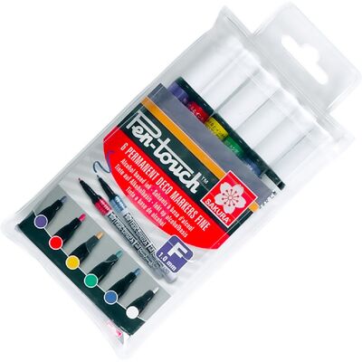 BRUYNZEEL SAKURA Markery permanentne, Sakura Pen-Touch, Fine, 1 mm, 6 kolorów BRUYNZEEL SAKURA Markery permanentne, Sakura Pen-Touch, Fine, 1 mm, 6 kolorów