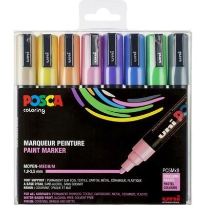 Inny producent Markery POSCA - Zestaw 8 - Nasadka stożkowa średnia - Kolory pastelowe Inny producent Markery POSCA - Zestaw 8 - Nasadka stożkowa średnia - Kolory pastelowe