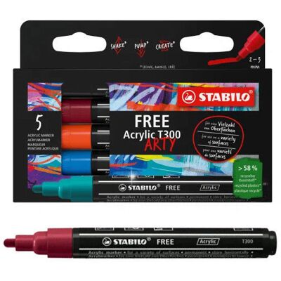 Markery Stabilo Free Acrylic T300 Urban Set 5 Sztuk Etui Kartonowe Markery Stabilo Free Acrylic T300 Urban Set 5 Sztuk Etui Kartonowe