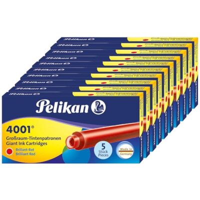 Naboje do pióra wiecznego długie 4001 czerwone PELIKAN 50szt Naboje do pióra wiecznego długie 4001 czerwone PELIKAN 50szt