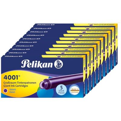 Naboje do pióra wiecznego długie 4001 fiolet PELIKAN 50szt Naboje do pióra wiecznego długie 4001 fiolet PELIKAN 50szt