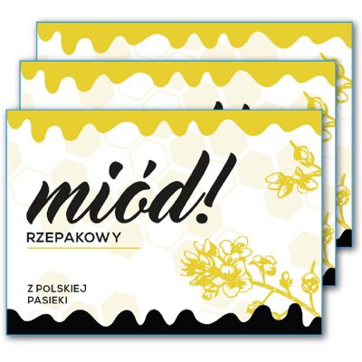 Sticky Studio Naklejki Etykiety na Miód Rzepakowy Premium 100 szt. Samoprzylepne Naklejki na Słoiki Miodu Pasieka Produkt Polski Sticky Studio Naklejki Etykiety na Miód Rzepakowy Premium 100 szt. Samoprzylepne Naklejki na Słoiki Miodu Pasieka Produkt Polski
