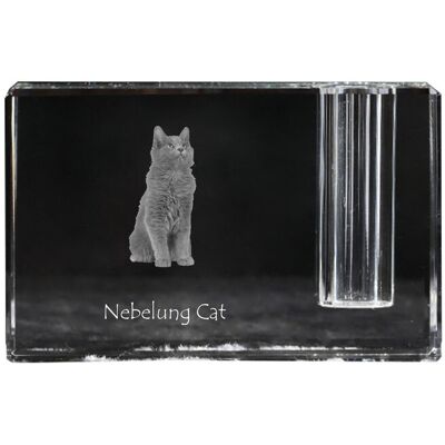 Nebelung - stojak na długopis, kryształowy organizer ze zdjęciem kota, unikatowa ozdoba biurka marki Art-Dog Nebelung - stojak na długopis, kryształowy organizer ze zdjęciem kota, unikatowa ozdoba biurka marki Art-Dog