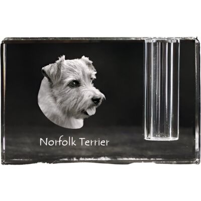Norfolk Terrier - stojak na długopis, kryształowy organizer ze zdjęciem psa, unikatowa ozdoba biurka marki Art-Dog Norfolk Terrier - stojak na długopis, kryształowy organizer ze zdjęciem psa, unikatowa ozdoba biurka marki Art-Dog