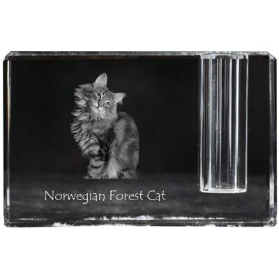 Norweski leśny - stojak na długopis, kryształowy organizer ze zdjęciem kota, unikatowa ozdoba biurka marki Art-Dog Norweski leśny - stojak na długopis, kryształowy organizer ze zdjęciem kota, unikatowa ozdoba biurka marki Art-Dog