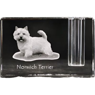 Norwich Terrier - stojak na długopis, kryształowy organizer ze zdjęciem psa, unikatowa ozdoba biurka marki Art-Dog Norwich Terrier - stojak na długopis, kryształowy organizer ze zdjęciem psa, unikatowa ozdoba biurka marki Art-Dog