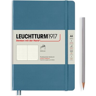 Notatnik Leuchtturm1917 Medium A5, Miękka Oprawa, Kropki, Stone Blue Notatnik Leuchtturm1917 Medium A5, Miękka Oprawa, Kropki, Stone Blue