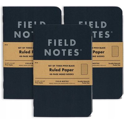 inna (Inny) Notes Field Notes Pitch Black Memo Small - Linie - 3 Pack inna (Inny) Notes Field Notes Pitch Black Memo Small - Linie - 3 Pack