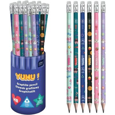 Interdruk Ołówek grafitowy trójkątny z gumką HB Yuhu (36szt) Interdruk Ołówek grafitowy trójkątny z gumką HB Yuhu (36szt)