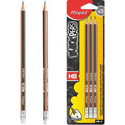 Maped Ołówek Z Gumką, 3 Sztuki, Blackpeps Hb Maped Ołówek Z Gumką, 3 Sztuki, Blackpeps Hb