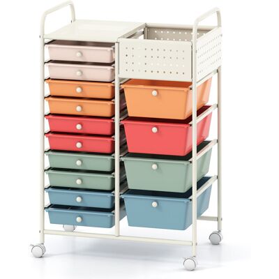 COSTWAY Organizer Na Kółkach Z 14 Szufladami Szafka Na Dokumenty COSTWAY Organizer Na Kółkach Z 14 Szufladami Szafka Na Dokumenty