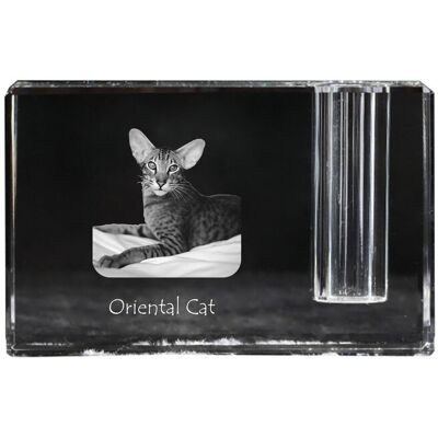 Oriental - stojak na długopis, kryształowy organizer ze zdjęciem kota, unikatowa ozdoba biurka marki Art-Dog Oriental - stojak na długopis, kryształowy organizer ze zdjęciem kota, unikatowa ozdoba biurka marki Art-Dog
