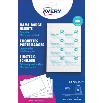 Outlet Wkłady do identyfikatorów Avery Zweckform 54x90mm 200 sztuk (20x10) Outlet Wkłady do identyfikatorów Avery Zweckform 54x90mm 200 sztuk (20x10)