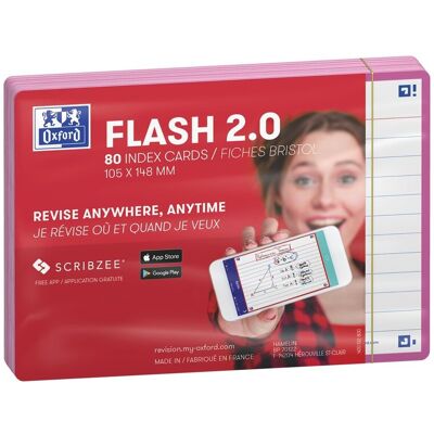 Oxford Flash 2.0 Flashcards A6 105 X 148 Mm W Linie, Fuksja, 80 Sztuk Oxford Flash 2.0 Flashcards A6 105 X 148 Mm W Linie, Fuksja, 80 Sztuk