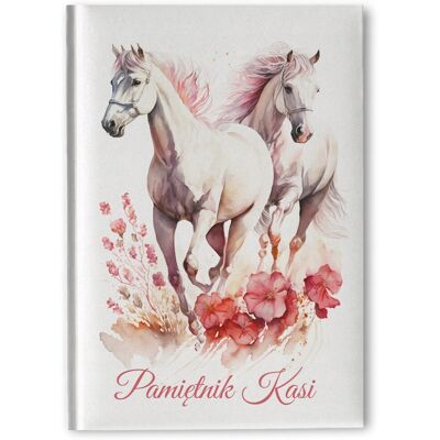 Scriba PAMIĘTNIK/Notes książkowy z imieniem B5 BIAŁY MILA Konie personalizacja UV Scriba PAMIĘTNIK/Notes książkowy z imieniem B5 BIAŁY MILA Konie personalizacja UV