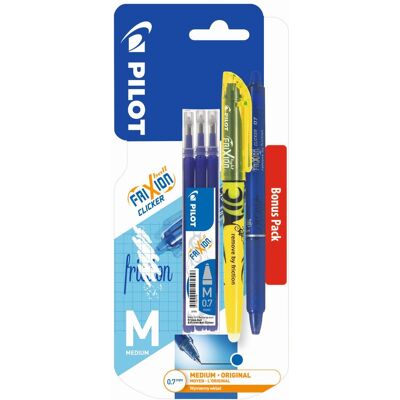 Pióro Kulkowe Frixion Clicker Pilot Granatowe + Wkład Granatowy X3 + Zakreślacz Żółty X1 Blister Pióro Kulkowe Frixion Clicker Pilot Granatowe + Wkład Granatowy X3 + Zakreślacz Żółty X1 Blister