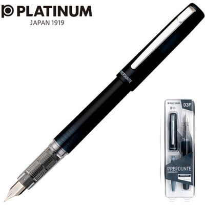 pióro wieczne platinum prefounte graphite blue, f, w plastikowym opakowaniu, na blistrze, granatowe pióro wieczne platinum prefounte graphite blue, f, w plastikowym opakowaniu, na blistrze, granatowe