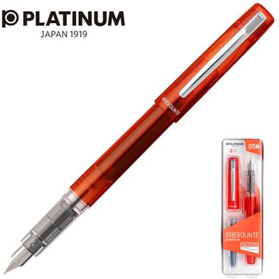 pióro wieczne platinum prefounte vermilion orange, m, w plastikowym opakowaniu, na blistrze, pomarańczowe pióro wieczne platinum prefounte vermilion orange, m, w plastikowym opakowaniu, na blistrze, pomarańczowe