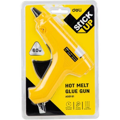 Pistolet do kleju moc 60W żółty kabel 1,5m Deli + 3 wkłady Pistolet do kleju moc 60W żółty kabel 1,5m Deli + 3 wkłady