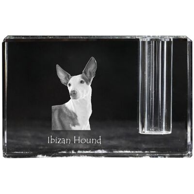 Podenco z Ibizy, Podenco Ibicenco - stojak na długopis, kryształowy organizer ze zdjęciem psa, unikatowa ozdoba biurka marki Art-Dog Podenco z Ibizy, Podenco Ibicenco - stojak na długopis, kryształowy organizer ze zdjęciem psa, unikatowa ozdoba biurka marki Art-Dog