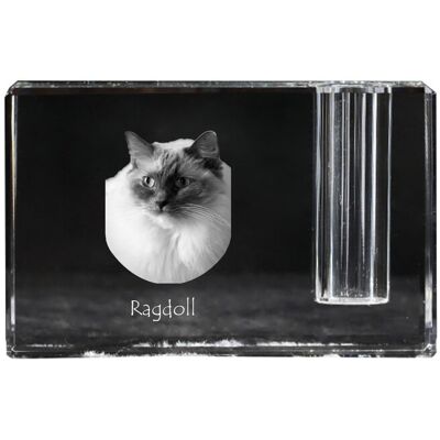 Ragdoll - stojak na długopis, kryształowy organizer ze zdjęciem kota, unikatowa ozdoba biurka marki Art-Dog Ragdoll - stojak na długopis, kryształowy organizer ze zdjęciem kota, unikatowa ozdoba biurka marki Art-Dog
