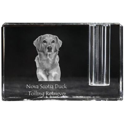 Retriever z Nowej Szkocji, Toller - stojak na długopis, kryształowy organizer ze zdjęciem psa, unikatowa ozdoba biurka marki Art-Dog Retriever z Nowej Szkocji, Toller - stojak na długopis, kryształowy organizer ze zdjęciem psa, unikatowa ozdoba biurka marki Art-Dog