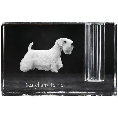 Sealyham Terrier - stojak na długopis, kryształowy organizer ze zdjęciem psa, unikatowa ozdoba biurka marki Art-Dog Sealyham Terrier - stojak na długopis, kryształowy organizer ze zdjęciem psa, unikatowa ozdoba biurka marki Art-Dog