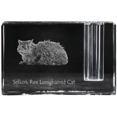 Selkirk Rex Kot długowłosy - stojak na długopis, kryształowy organizer ze zdjęciem kota, unikatowa ozdoba biurka marki Art-Dog Selkirk Rex Kot długowłosy - stojak na długopis, kryształowy organizer ze zdjęciem kota, unikatowa ozdoba biurka marki Art-Dog