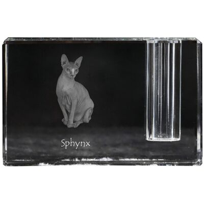 Sfinks - stojak na długopis, kryształowy organizer ze zdjęciem kota, unikatowa ozdoba biurka marki Art-Dog Sfinks - stojak na długopis, kryształowy organizer ze zdjęciem kota, unikatowa ozdoba biurka marki Art-Dog