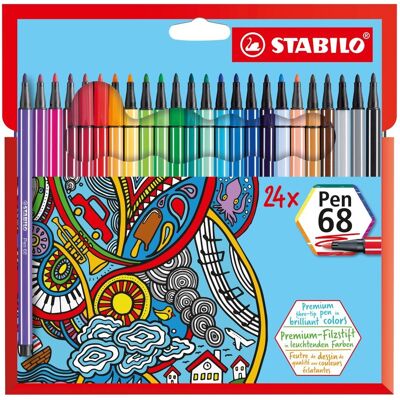 STABILO Pen 68 Zestaw Pisaków Filcowych Wielokolorowych 24 szt. - Pisaki STABILO Pen 68 Zestaw Pisaków Filcowych Wielokolorowych 24 szt. - Pisaki