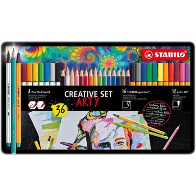 Stabilo, Zestaw Arty Etui Metalowe 36 Szt. Point 88 / Pen 68 Brush/ Aquacolor Stabilo, Zestaw Arty Etui Metalowe 36 Szt. Point 88 / Pen 68 Brush/ Aquacolor