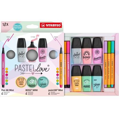 Stabilo, Zestaw Pastellove 18 Szt. Boss Mini / Pen 68 Mini / Point 88 Mini Stabilo, Zestaw Pastellove 18 Szt. Boss Mini / Pen 68 Mini / Point 88 Mini