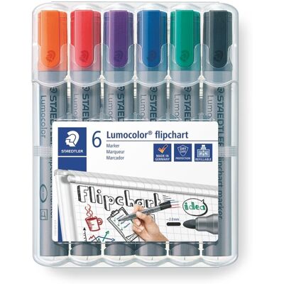 GDD Grupa Dystrybucyjna Daccar Staedtler, Marker do tablic flipchart Lumocolor, okrągły, 6 kolorów, w etui GDD Grupa Dystrybucyjna Daccar Staedtler, Marker do tablic flipchart Lumocolor, okrągły, 6 kolorów, w etui