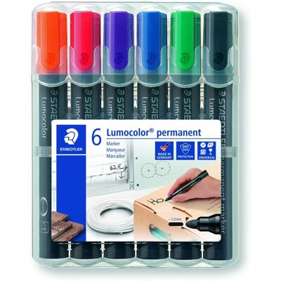 GDD Grupa Dystrybucyjna Daccar Staedtler, Marker wodoodporny Lumocolor, okrągły, 6 kolorów, w etui GDD Grupa Dystrybucyjna Daccar Staedtler, Marker wodoodporny Lumocolor, okrągły, 6 kolorów, w etui
