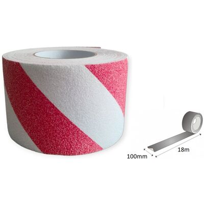 Taśma antypoślizgowa BIAŁO CZERWONA 100mm/18m / PAPER-TECH Taśma antypoślizgowa BIAŁO CZERWONA 100mm/18m / PAPER-TECH