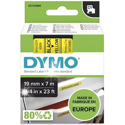 Inny producent Taśma do drukarek D1 19mm x 7m czarny/żółty S0720880 Inny producent Taśma do drukarek D1 19mm x 7m czarny/żółty S0720880