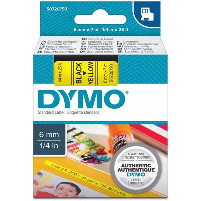 Inny producent Taśma DYMO D1 6mm x 7m czarny/żółty S0720790 Inny producent Taśma DYMO D1 6mm x 7m czarny/żółty S0720790