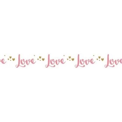 Inny producent Taśma maskująca 1 cm z motywem laurowym, serduszkami i napisem „Love” w kolorze różowym Inny producent Taśma maskująca 1 cm z motywem laurowym, serduszkami i napisem „Love” w kolorze różowym