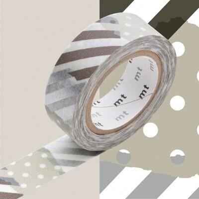 Inny producent Taśma Maskująca MT 15 mm Kropki - szaro-czarny pasek Inny producent Taśma Maskująca MT 15 mm Kropki - szaro-czarny pasek