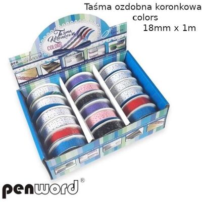 PENWORD Taśma ozdobna koronkowa 18mmx1m (18szt) PENWORD Taśma ozdobna koronkowa 18mmx1m (18szt)